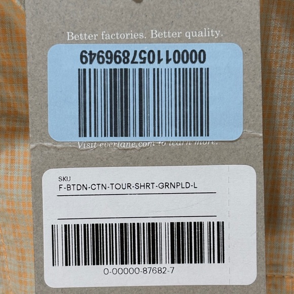 Everlane | NWT | The Cotton Tourist Short Sleeve Shirt | Orange Plaid sz L - Picture 11 of 11